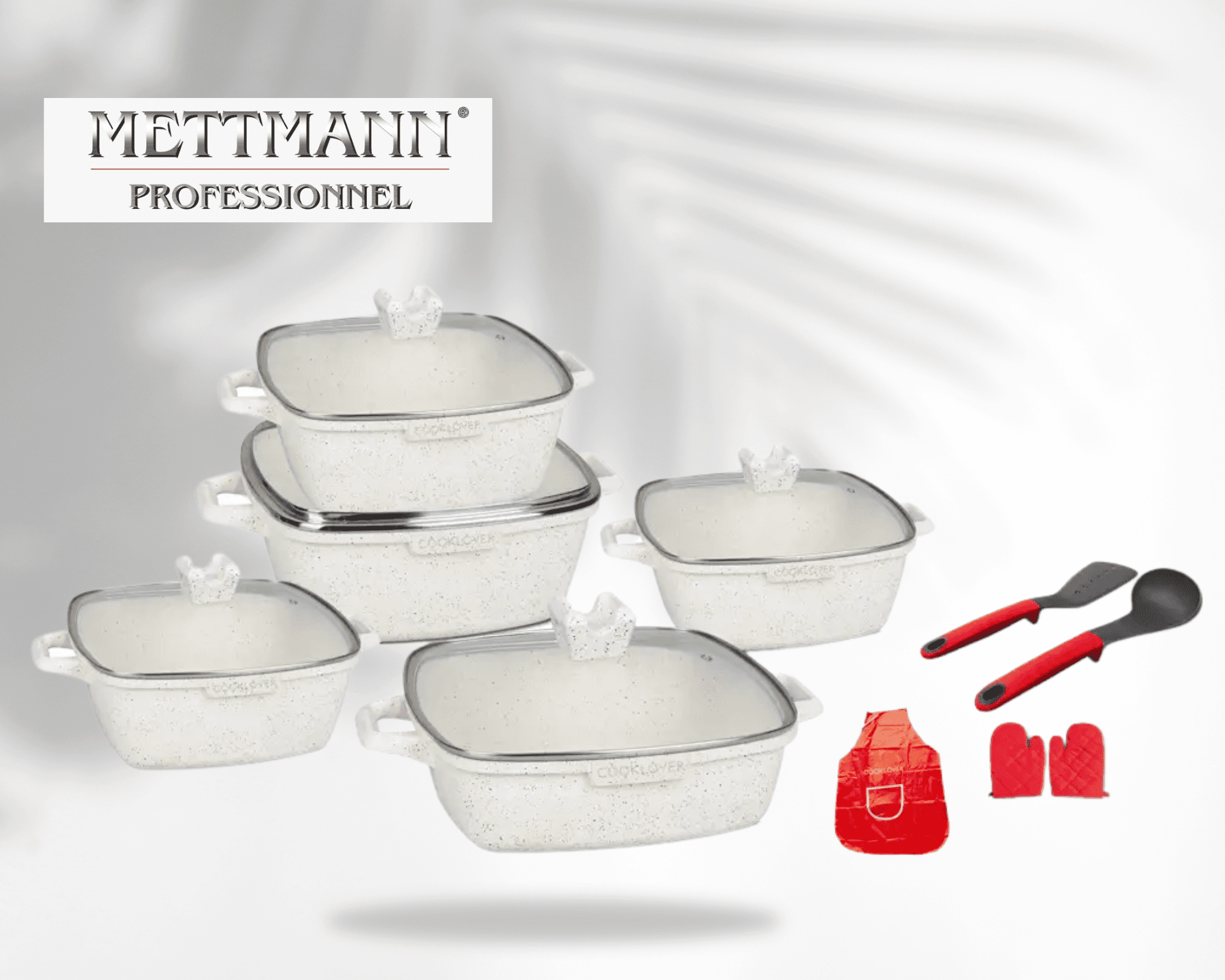 Batteries de Cuisine carré blanc – antiadhésif – METTMANN