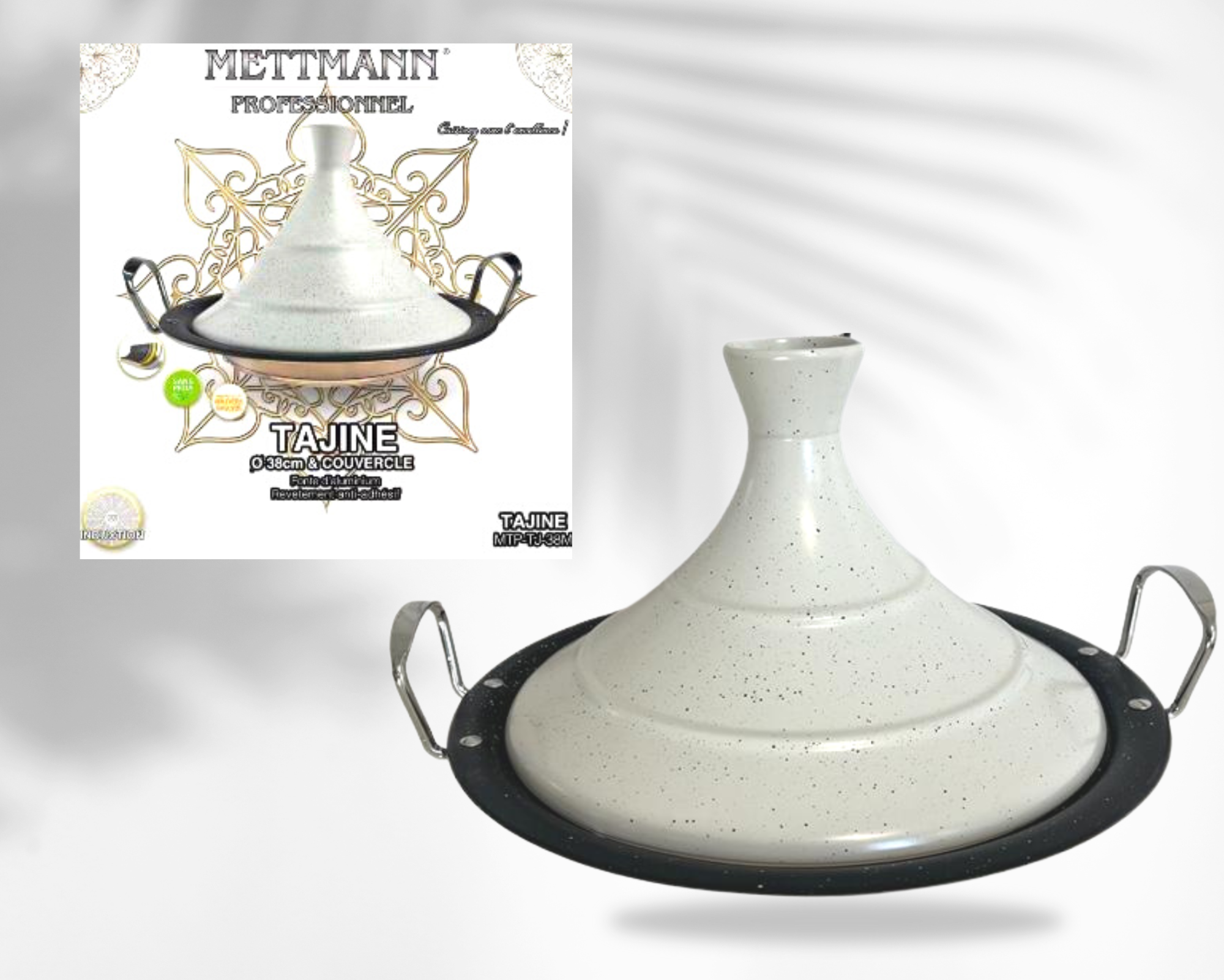 Tajine 38 CM – Antiadhésif – Acier inoxydable –  METTMANN