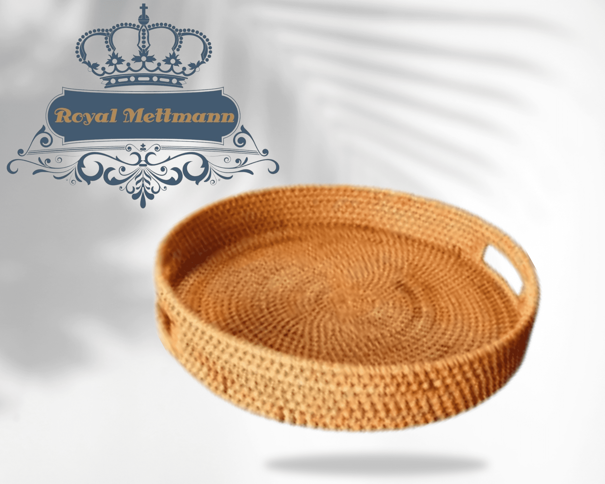 Plateau rond en rotin naturel - ROYAL METTMANN -  Vente B2B